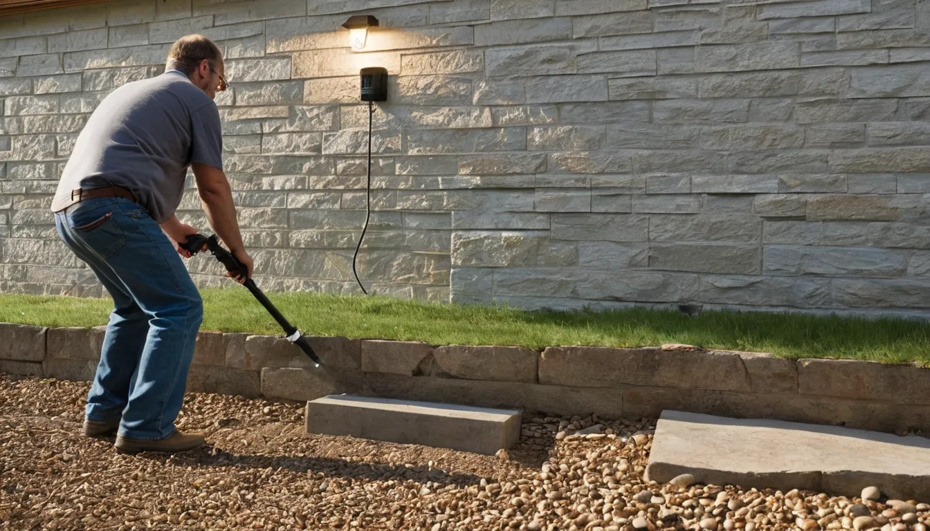 A provider checking a basement stone foundation near Westhampton Beach